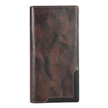 (Coffee Color) Vintage Long Leather Wallet Men's Versatile Bifold Cowhide Card Holder Multi-Slot Durable Money Clip Stylish Cash Purse