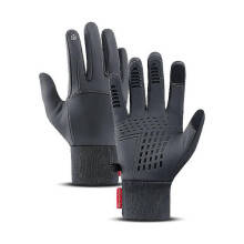 (XL, Grey) Waterproof Cycling Gloves Winter Touch Screen Bicycle Gloves Outdoor Scooter Windproof Riding Motorcycle Ski Warm Bike Gloves