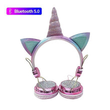 (Rose Gold) Bluetooth headset Unicorn Headphones - Wireless and Wired Kids Headphones