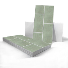 (30 x 15 cm x 12 pcs) Sage Green Urban Wall Sticker for  Kitchen Bathroom Wall Decor, Solid Tile Sticker, Peel & Stick self-Adhesive Splashback Tile Decal
