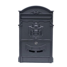 (Matte Black) European Style Antique Lockable Security Mailbox Waterproof Wall-Mounted Mail Organizer for Villa Farmhouse Exterior Decor