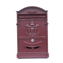 (Glossy Vermilion) European Style Antique Lockable Security Mailbox Waterproof Wall-Mounted Mail Organizer for Villa Farmhouse Exterior Decor