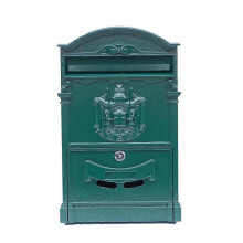 (Gloss Green) European Style Antique Lockable Security Mailbox Waterproof Wall-Mounted Mail Organizer for Villa Farmhouse Exterior Decor