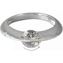 (US Code 8) S925 Silver Anxiety Ring Space Theme Planet Spinner Ring with Cubic Zirconia Decor Anxiety Relief Metal Jewelry for Central Finger Smooth