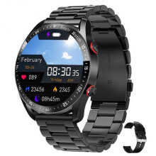 (Black Steel Strip) ECG+PPG Bluetooth Call Smart Watch Men Laser Health Blood Pressure Fitnes Sports Watches Man Sports Waterproof Smartwatch+Box