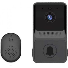 Wireless Video Doorbell, Smart Wi-Fi Video Doorbell with Chime, Door Bell Kit with HD Video, 2.4G WiFi (Black)