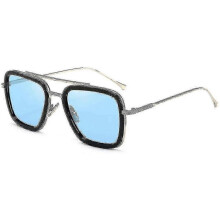 (A-edith Glasses) Vintage Aviator Square Sunglasses For Men Gold Frame Retro Brand Classic Tony Stark Sunglasses High Quality