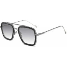 (A-tony Stark the Same Color) Vintage Aviator Square Sunglasses For Men Gold Frame Retro Brand Classic Tony Stark Sunglasses High Quality
