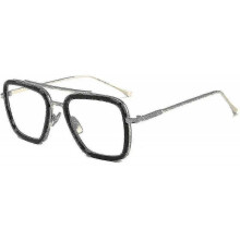 (Silver Frame-Clear Lens) Vintage Aviator Square Sunglasses For Men Gold Frame Retro Brand Classic Tony Stark Sunglasses High Quality