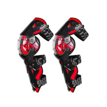Pair Motorcycle Knee Pad Protector Non-slip Sleeves Knee Calf Shin Guards (Red)