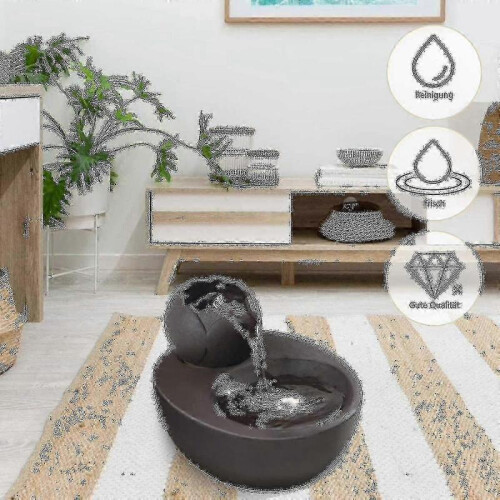 Cat Drinking Fountain, Silent Quiet Cat Water Dispenser Ceramic, Black 2