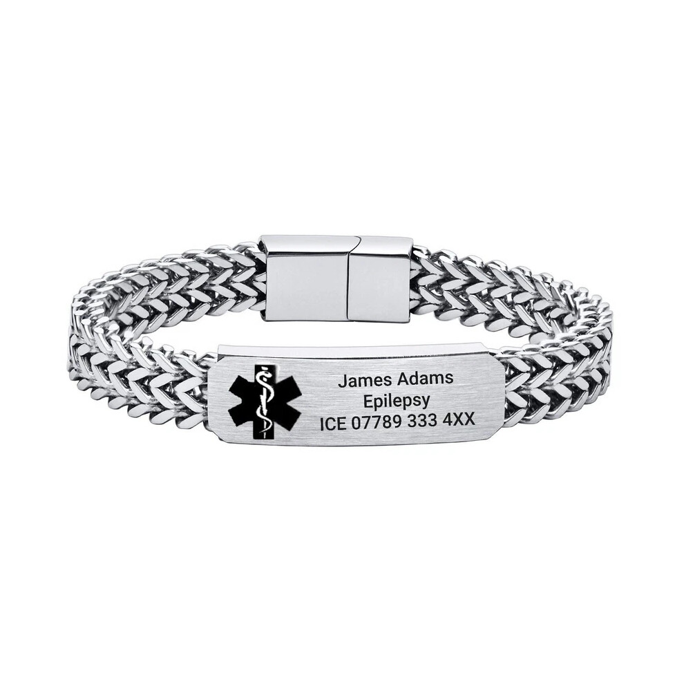 Medical Alert Bracelet Customised Personalised Engraving Stainless Steel ID Name