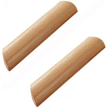 Set of 10 Fan-Shaped Wooden Cupboard Handles - 128mm Center Distance with Screws