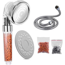 Shower Head, Anti-Limescale Shower Head with Hose, Pressure Shower Head & Water Saving Massage Shower 3 Modes & 3 Kinds of Filtering Balls Suitable fo
