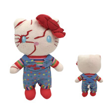 (Embroidery Eye 24cm) Hellokitty Child Play Chucky Plush Toy Halloween Children Holiday Throw Pillow