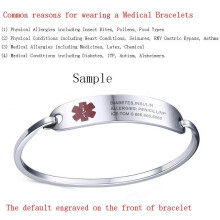 (BLOOD THINNER) Silver Adult Women Stainless Steel Medical Alert ID Bracelet Bangle Engraving New