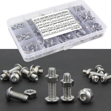500 Piece M3 M4 M5 Stainless Steel Hex Button Socket Head Cable Bolts Screws Hex Button Socket Head Cable Bolts Screws with Storage Box