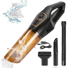 Handheld Vacuum Cleaner, 120W Rechargeable Car Vacuum Cleaner for Car/Kitchen, Portable Cordless Car Table Vacuum Cleaner with Washable Filter/Nozzles