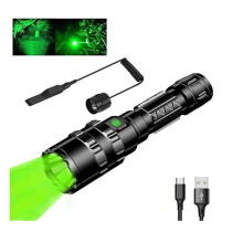 Flashlight, Green Hunting Torch, 1000 Lumens 300m Waterproof Tactical Flashlight with 5 Modes (Black) -