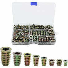 230Pcs Zinc Alloy Threaded Insert, Hex Nuts Threaded Inserts, M4 M5 M6 M8 Nut Tool Kit for Wood Furniture