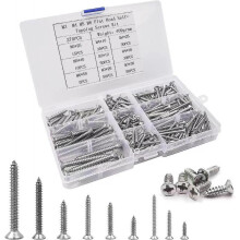 Screws, 270Pcs Expansion Screws, M3M4M5M6 Pan Head Self-Tapping Screws for 304 Stainless Steel Woodworking Anti-Rust Screw Set