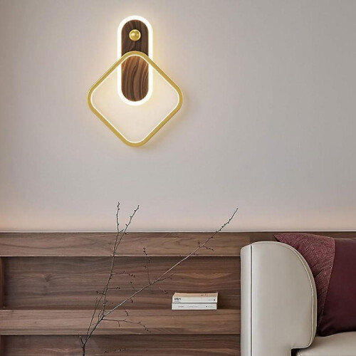Walnut grain wall light 3 colors dimmable, modern acrylic lampshade, hotel restaurant wall light 1