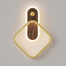 Walnut grain wall light 3 colors dimmable, modern acrylic lampshade, hotel restaurant wall light