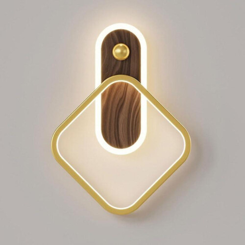 Walnut grain wall light 3 colors dimmable, modern acrylic lampshade, hotel restaurant wall light