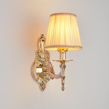 Retro fabric wall lamp, antique copper and iron wall lamp, living room bedside lamp, hotel lounge and restaurant