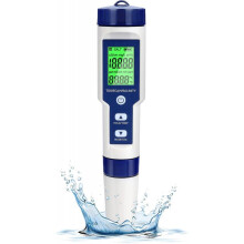 Electronic PH Tester, 5 in 1 Swimming Pool Water Tester with Backlight, PH/TDS/EC/Salinity/Temperature with ATC, High Precision PH Meter with Resoluti