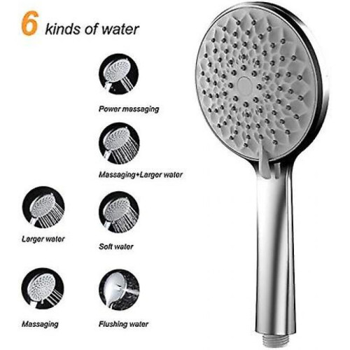 High Pressure Handheld Shower Head with 6 Spray Modes, Universal G1/2 Chrome Interface, Electric Jet Powered Handheld Shower Head 2