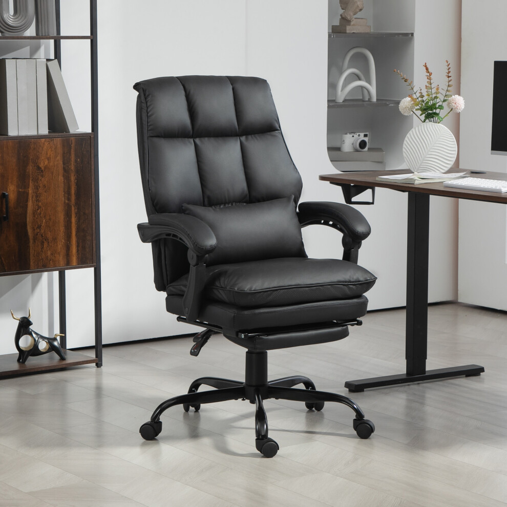 (Black) HOMCOM Executive Office Chair, PU Leather Desk Chair with Armrests-image-OPC-PHMSNYG-NEW