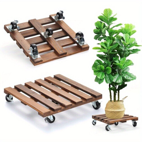 2 τεμ. Βάση 30,48 cm βαρέως τύπου Rolling Plant With Casters - Ξύλινη τετράγ