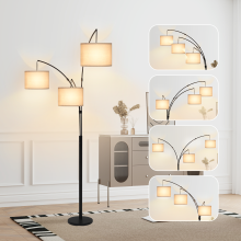 LED 3 Light Floor Lamp Modern Adjustable Reading Light Living Room UK