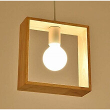E27 Creative Pendant Lights Industrial Wood Ceiling Light Modern Lighting Contemporary Lighting Pendant Lights Ceiling Lights Fixture (Square Shape)