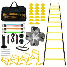 Multifunktionales Agility-Trainingsset aus PP-Material: 1 Set mit Geschwindigkeitsleiter, Widerstandsfallschirm,