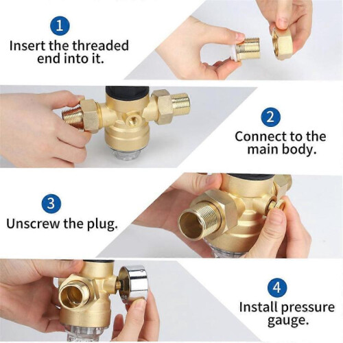 Pressure Regulator Water with Pressure Gauge Water and Screen Filter 2