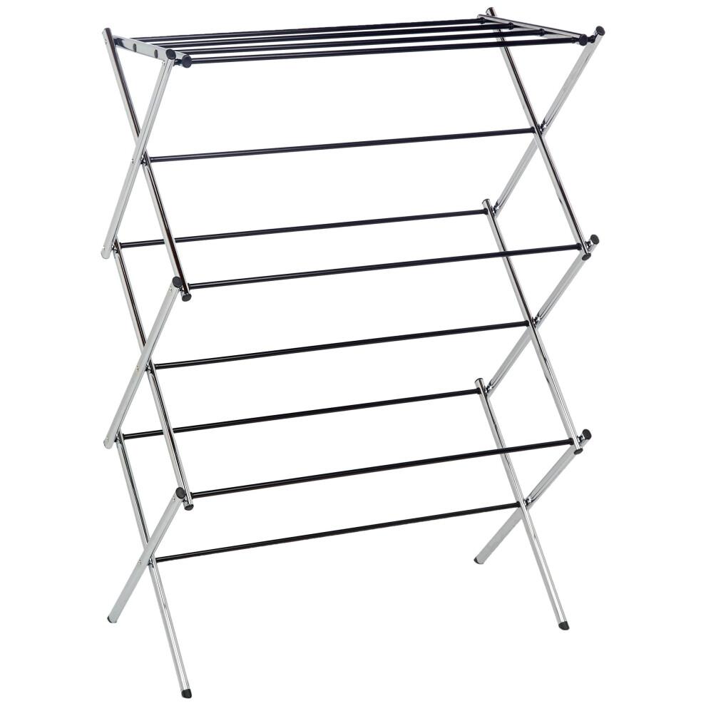 Amazon Basics Foldable Concertina Indoor Clothes Airer, 74.9 x 36.8 x 106.2 cm (LXWXH), Chrome