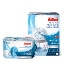 UniBond AERO 360º Moisture Absorber, 1 Device incl. 1 Refill Tab 450g + UniBond AERO 360 Moisture Absorber Neutral Refill Tab, Condensation Absorber