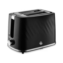 Swan ST14071BLK Windsor 2 Slice Toaster with 7 Browning Levels, Defrost/Reheat/Cancel Functions, Self-Centring Functions and Removable Crumb Tray, 90