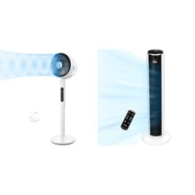 Levoit Quiet Pedestal Fan for Bedroom - 2465m³/h Powerful Air Circulator with Remote, Tower Fan, QuietMark Certified
