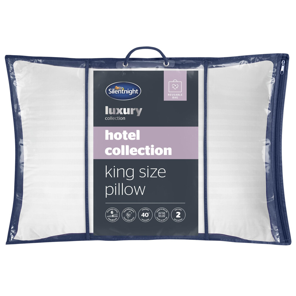 Silentnight Hotel Collection Super King Pillow - Covers Half of a Super King Size Bed - Luxurious 5 Star Hotel Comfort Pillow - Soft Touch Cover Fill
