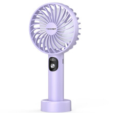 TECKNET Handheld Fan, Portable USB Hand Held Fan Rechargeable with LED Display, Mini hand fan 3 Speed Battery Operated Detachable Base Cooling Desk f