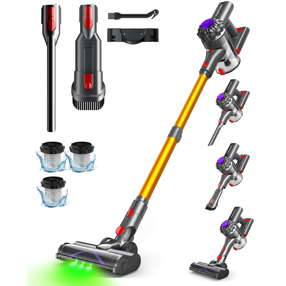 Vactechpro V15 Cordless Vacuum Cleaner, 35Kpa 6-In-1 Stick Vacuum, Up To 45Mins Runtime Lightweight Vacuums With Detachable Battery, For Hardwood Flo