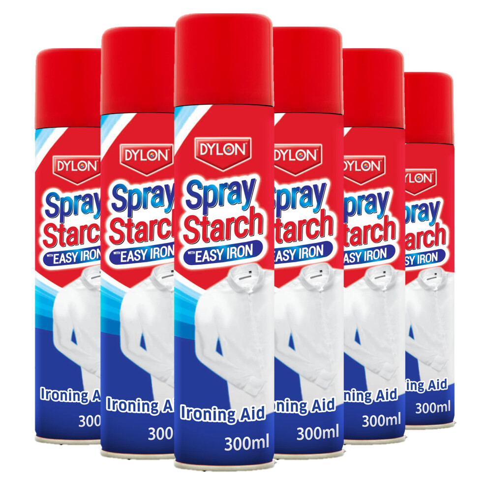 Dylon 2-in-1 Starch Spray with Easy Iron, Ironing Aid That Restores Look of Fabric and Helps Remove Creases - 300 ml (Pack of 6)