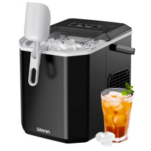 Silonn Ice Maker Countertop, Portable Ice Machine with Carry Handle, Self-Cleaning Ice Cube Makers with Basket and Scoop, 9 Cubes in 6 Mins, 12 KG pe