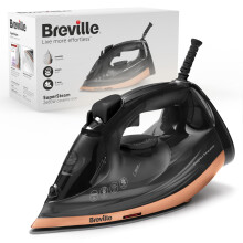 Breville SuperSteam Steam Iron | 2600 W | 190g/min Steam Shot | Smooth Ceramic Soleplate | 300 ml Water Tank | 2m Cord with 360 Action | Black & Cop
