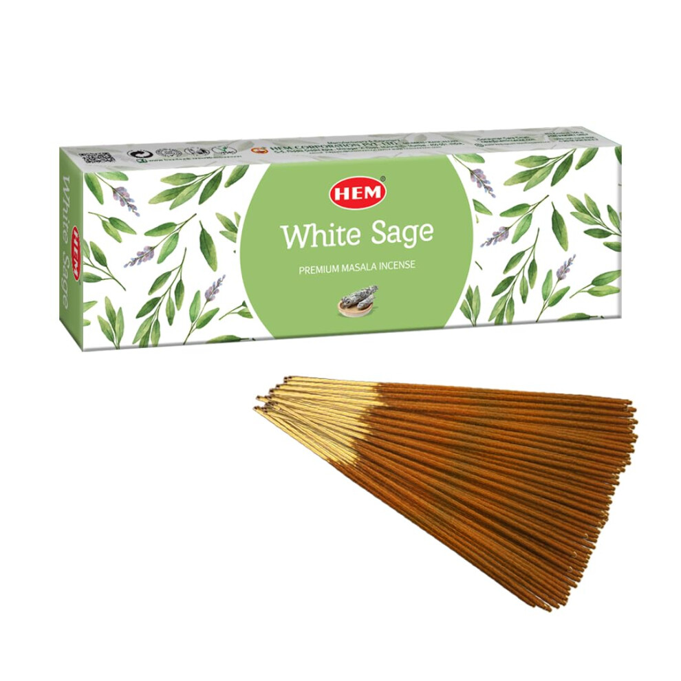 HEM White Sage Smudge Premium Incense Sticks Spiritual Environment, Fresh & Long Lasting Fragrance Ingredient - 100 GMS-image-OPC-PHMSQSP-NEW
