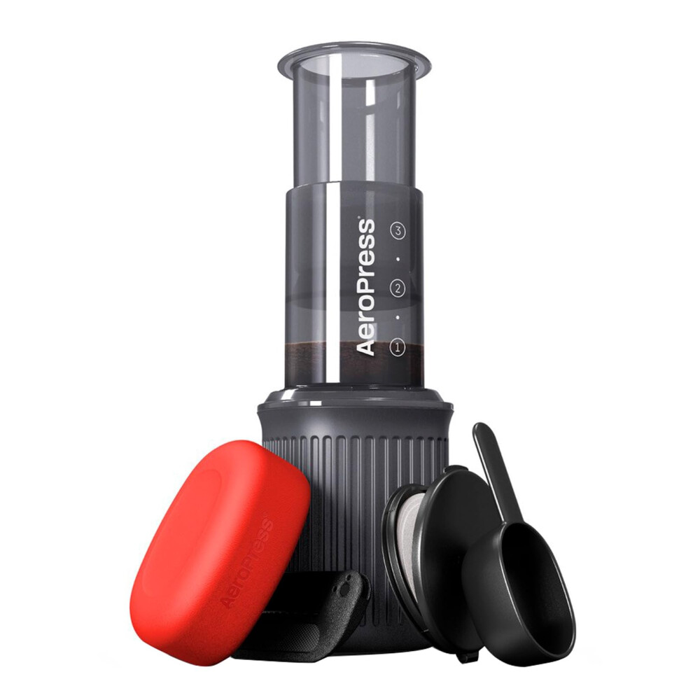 Aeropress Go Portable Travel Coffee Press Kit, 1-3 Cups in a Minute, Coffee, Espresso, & Cold Brew Maker, Manual Coffee Making Machine for Travel, In