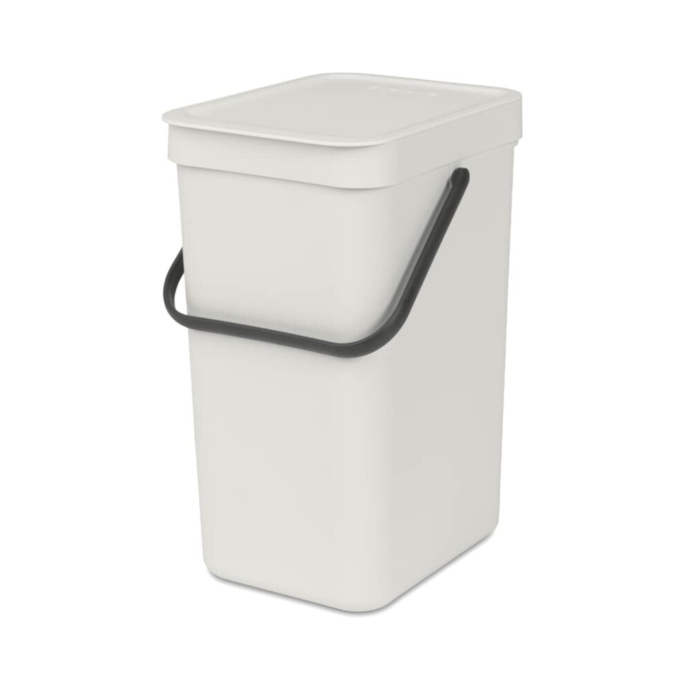 Brabantia - Sort & Go Waste Bin 12L - Medium Recycling Bin - Stay Open Lid - Carry Handle - Easy to Clean - for Under Kitchen Counter or Wall-Mounted